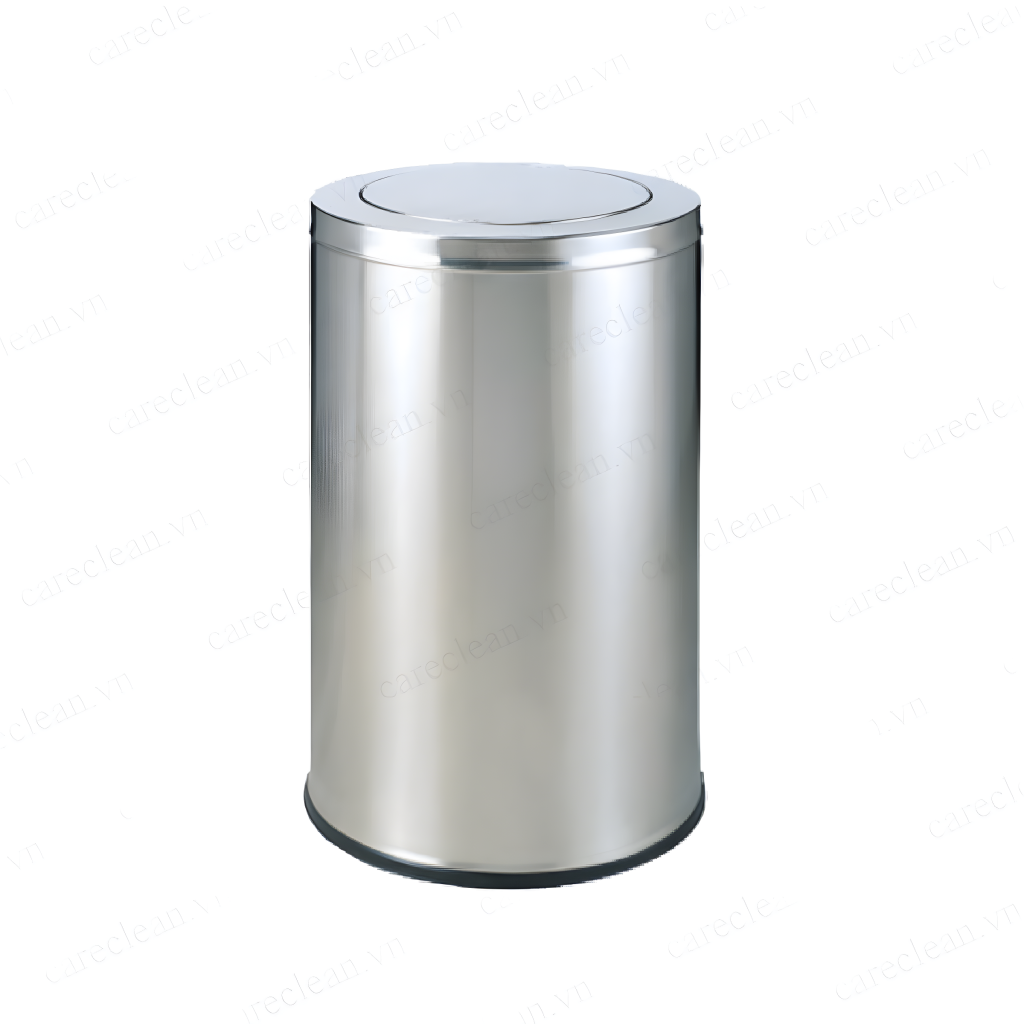 Thùng rác inox nắp lật tròn 48x 81cm