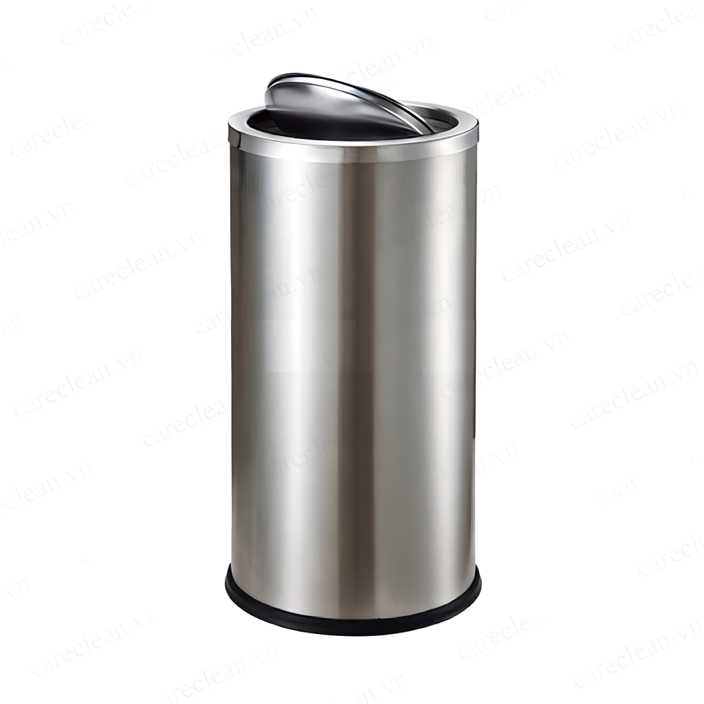 Thùng rác inox nắp lật tròn 25x 60cm